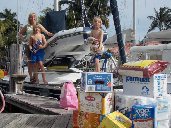 Provisioning the boat.  IT is amazing how much stuff you can pack in a 37' boat!
