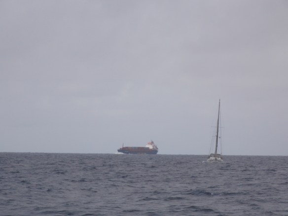 Another sailboat followed us the whole way to Bimini. One of the freighters we saw crossing behind them. We did not encounter much boat traffic during the trip.