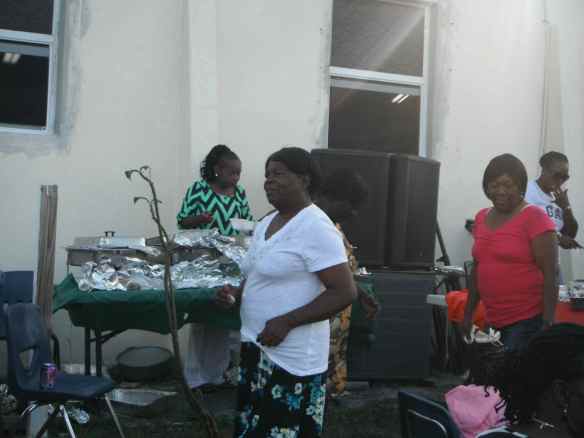 We were invited by Ida, who owns the laundromat, to go to their annual Christmas church dinner. They have it after Christmas since many families go to Nassau during school break. We were the only cruisers to attend and they made us feel very welcome. The older women all sat at the tables and the younger women served them. Then the children lined up and were all served where they scattered everywhere to find a spot to eat, then the men were served and lastly the younger women ate. It was a fantastic meal of pork, turkey, rice with beans, coleslaw, crab pasta salad and macaroni and cheese.