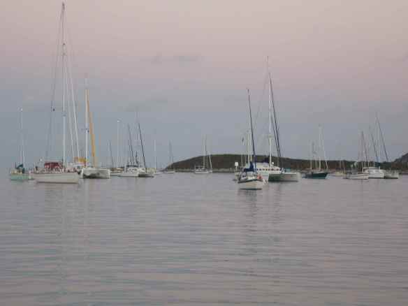 We set anchor near volleyball beach. This is a view of the boats out our 'back door'.