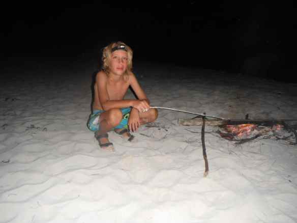 Cole roasting marshmallows.