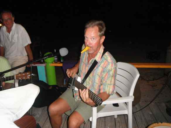 Our friend Greg from s/v Serenade playing at one of the jam sessions on hamburger beach.