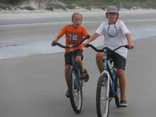 Riding bikes on the beach at Jekyll.