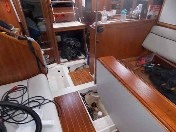 Refinishing floors one section at a time.