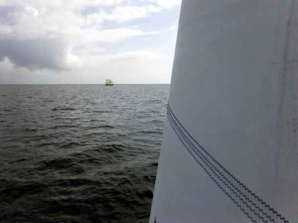 Truansea sailing out of Beaufort, NC.  A classic sailboat in the foreground makes for a picture perfect start to the day.