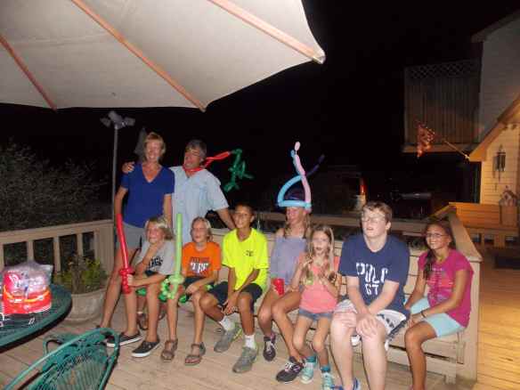 All the neighbor kids with their balloon creations by Zac.