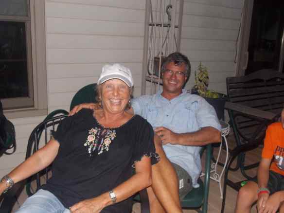 Marty and Mark enjoying the evening at the neighbors.