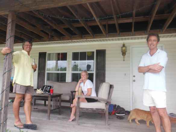 Mark, Candi and Chip relaxing on Southern Bound's porch.