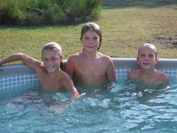 Logan, Cole and Nick in the O'Sheill's pool.